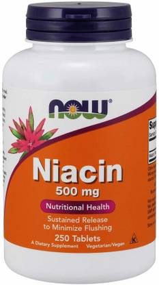 Now Foods Niacin 500 mg Sustained Release to Minimize Flushing 250 Vegan Tablets