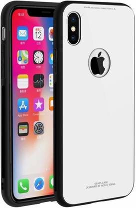 UNQMobi Back Cover for Apple iPhone X Tempered Glass Back Cover with Soft Edge TPU Full Protective Case