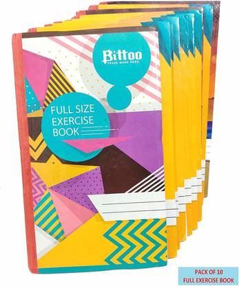 Bittoo Notebook Full Size Exercise book - 200mmx325mm, Hard Cover 120 Pages, Single Line (PACK OF-10) (CODE-1143) Regular Notebook Ruled 120 Pages