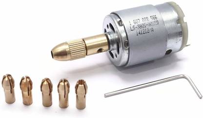 Electronic Spices Combo of 8 Pieces 12V Drill & Drill Set Mini DIY Brass Electric Drill Chucks Drill Bits Motor Rotary Tool for Drilling Application (2.5mm)