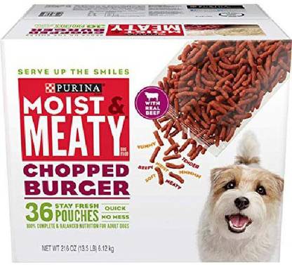 Purina Moist & Meaty Chopped Burger Adult Wet Dog Food Meat 6.12 kg Wet Adult Dog Food