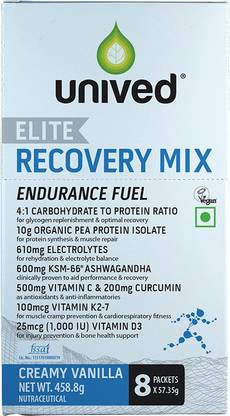 Unived Elite Recovery Mix, 4:1 Carbohydrate To Protein Ratio, Vegan - Creamy Vanilla Plant-Based Protein