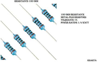 RISARYA 100-OHM RESISTANCE,100PCS,MFR,1%,1/4 WATT Fixed Resistor
