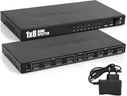 JAMUS 8 Port (1 in 8 out) HDMI Splitter with 3D Support Media Streaming Device (Black) Media Streaming Device