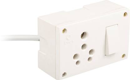 PALFREY Electric Extension Board - Single 16A with switch and Heavy Duty 2 meter Wire (White) 1  Socket Extension Boards