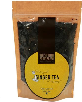 Thottam Farm Fresh Ginger Tea | Black Tea Blend Mixed with Ginger | 100% Pure Loose Leaf Tea | Pesticide Free | Kerala Origin Ginger Tea Pouch