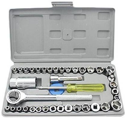 YAZATI 40 in 1 Pcs Wrench Tool Kit & Screwdriver and Socket Set Automobile Motorcycle Tool Box Set Socket Wrench Sleeve Suit Hardware Auto Car Repair Tools Socket Wrenches Socket Set (Pack of 1) Socket Set