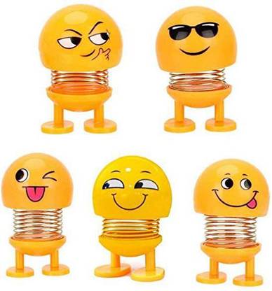JJ COLLECTION Car Dashboard Cut Spring Dancing Emoji Dolls PACK OF 5 EMOJI