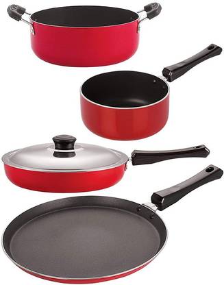 NIRLON Non-Stick 4 Piece Gas Compatible Superior Quality Cookware Essential Gift Set Offer Non-Stick Coated Cookware Set