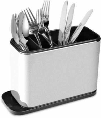 CLOUDTAILDREAM Surface Stainless-Steel Cutlery Drainer Kitchen Sink Cutlery Drainer and Organiser Cutlery Storage Holder Disposable Steel Cutlery Set