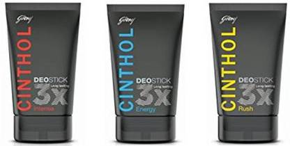 CINTHOL Deo Stick Rush, Intense, Energy Combo - Set of 3 Pcs Deodorant Cream  -  For Men