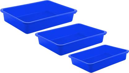 KUBER INDUSTRIES Plastic 3 Pieces Small,Medium And Large Size Stationary Office Tray, File Tray, Document Tray, Paper Tray A4 Documents/Papers/Letters/folders Holder Desk Organizer 1 Compartments Plastic Clutch