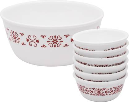 CORELLE Pack of 7 Glass Dinner Set Trellies 7 Pcs Set Dinner Set