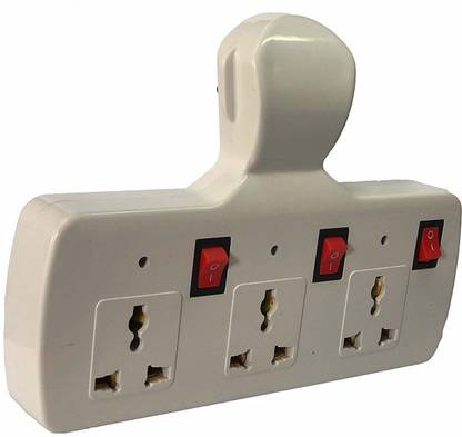 jamunesh enterprise Three Pin Multiplug Power Extension Board Universal Multi Plug 3+3 Multi Plug Fuse Extension Board Switch with Individual Switches, LED Indicators and Spike Guard (White) Three Pin Plug