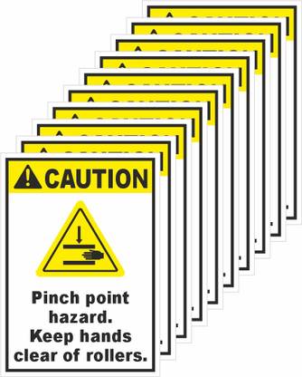 rangvishwa Pinch Point Hazard. Keep Hands Clear Of Rollers Emergency Sign