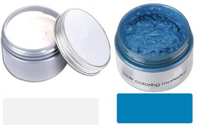 GLOWY Professional Hair Pomade Unisex Washable Hair Color Wax Combo , EGG SHELL, ROYAL BLUE