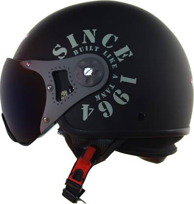 Steelbird SB-27 7Wings Tank Open Face Graphic Helmet in Matt Black/Military Green Motorbike Helmet