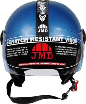 JMD Grand With Reflector Open Face Helmet (CYAN BLUE, L) Motorbike Helmet