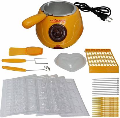 Maxigo Chocolate Melting Pot, Cheese Melter, Chocolate Fondue Fountain Machine, Cupcake Chocomaker Candy Melter, Automatic Temperature Control Anti-Scald, Melts Chocolate, Candy, Butter Pot 18 cm diameter 0.25 L capacity with Lid