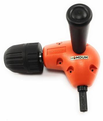 Homdum 90° Right angle bend extension drill attachment, electric cordless drill adapter. 90° Degree Right Angle Drill Attachment/Drilling Extension for Corner Bend, 1.5-10 mm bit Size jaw keyless Drill Chuck Adapter 9.5mm Shank Size. Angle Drill