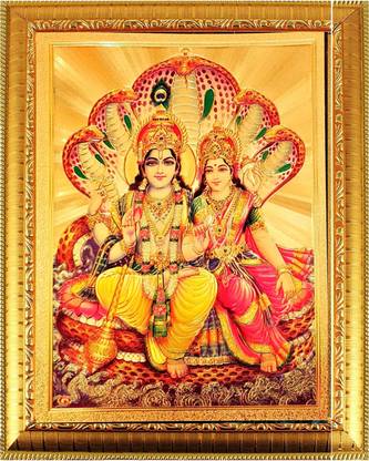 SUNINOW Lord Vishnu Goddess Laxmi ji Religious Frame