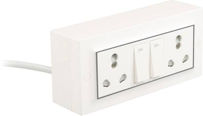 PALFREY Palfrey Electric Extension Board - 16A/20A + 16A/20A with two switch and Heavy Duty 15 meter Wire (White) 2  Socket Extension Boards