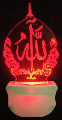 Gojeeva The Allah 3D illusion 7 Multicolor lighting effect Night Lamp (12 cm, Clear) Night Lamp