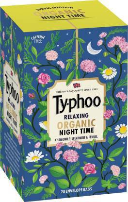typhoo Relaxing Organic Night Time Mint, Chamomile, Fennel Green Tea Bags Box