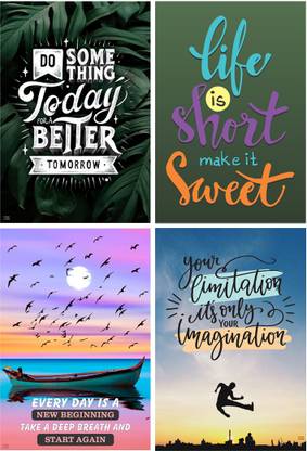 god & god's Set of Four Motivation Thought Full Gumming Wall Pack of 4