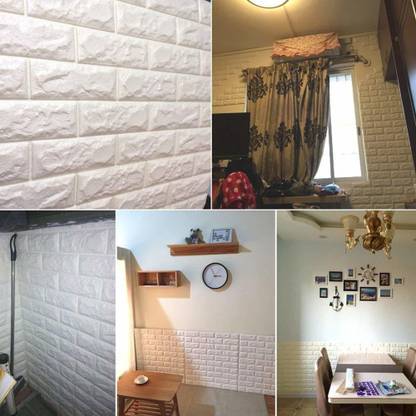 UZANIYA 77 cm PE Foam Self Adhesive 3D Foam Brick Wall Stickers Panel & Stick Wallpaper for Kitchen - Bedroom - Sofa Background Wall Decoration Room Wallpaper Self Adhesive Sticker