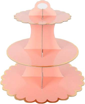 AMFIN 3 Layer Cup Cake Stand Paper Cake Server/ Cupcake Stand/3 Tier Cake Stand/ Birthday Cake Stand Paper Cake Server