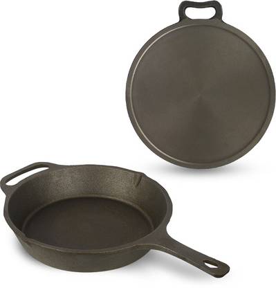 The Indus Valley Pre-seasoned Super Smooth Cast Iron Skillet + Tawa Cookware Set
