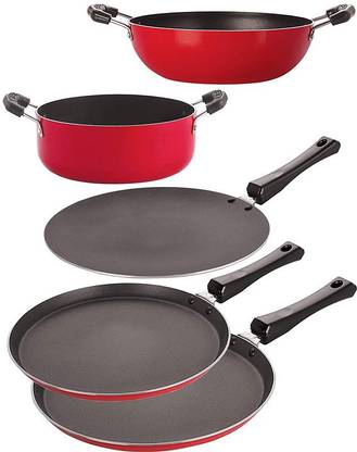 NIRLON Non-Stick PFOA Free Healthy Best Quality Pots and Pans Kitchen Item Set Non-Stick Coated Cookware Set