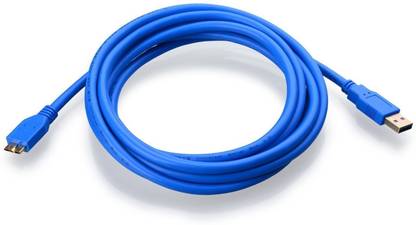 Everyonic HDMI Cable 1.5 m USB 3.0 Data Cable Cord for External HDD Hard Disk Drive, WD My Book Passport Essential - 1.5 Meter - Blue - Super Speed