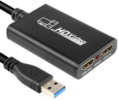saiicables VGA Cable 1.5 m USB 3.0 Full HD Live Video Capture Game Capture Recording Box Dual HDMI USB 3.0 Adapter Video & Audio Grabber for Xbox PS4 0.01 m HDMI Adapter (Compatible with Game consoles, Computer, laptop, camera, Black)