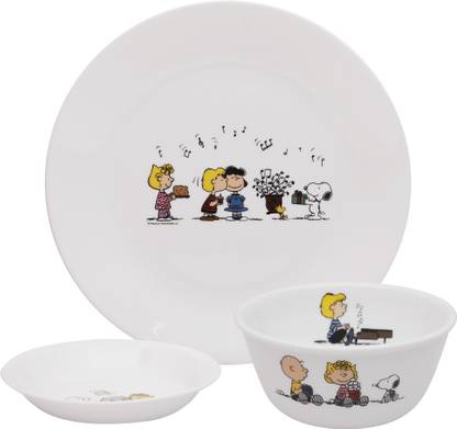 CORELLE Pack of 3 Glass x PEANUTS - LIMITED EDITION - SET B - SNOOPY SET Dinner Set