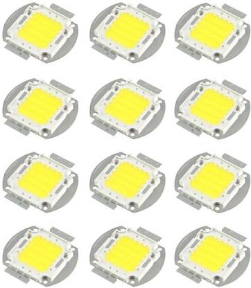 Fonex 20w Led Smd Bead Chips Light 12V dc Led Chip Light (Cool White light 20w smd Led Chip Light) 9V- 12V dc Led Bulb (12 Pcs.) Light Electronic Hobby Kit