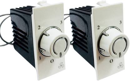 HI-PLASST Modular switch type Fan regulator with silver chrome(2pcs) Step-Type Button Regulator