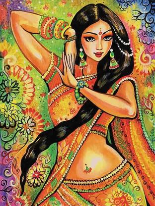 Karigar indian-painting-woman-dancer-evitaworks Canvas 24 inch x 18 inch Painting