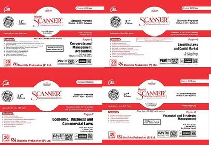 Shuchita Prakashan Solved Scanner CS Executive Module 2(2017 New Syllabus Only) Paper-5, Paper 6, Paper 7, And Paper 8 Combo For Assessment Year 2020-2021
