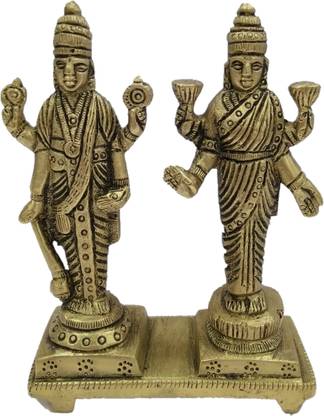 Om Shree Siddhi Vinayak Murti Bhandar Lakshmi Narayan Lord Polished Decorative Showpiece Vishnu And Laxmi Mata God Idol Home Temple By Om Shree Shiddhi Vinayak Murti Bhandar Decorative Showpiece  -  11 cm