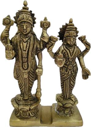 Om Shree Siddhi Vinayak Murti Bhandar Lakshmi Narayan Standing On Round Base God Idol Home Temple Bhagwan Laxmi Narayan Vishnu Narayan By Om Shree Shiddhi Vinayak Murti Bhandar Decorative Showpiece  -  16 cm