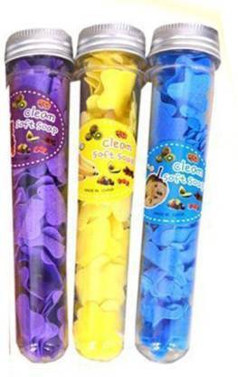 SOMETHING4U Travel Soft Paper Soap Flower Design Shape Bottle Set of 3 pieces