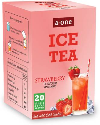 A-ONE Ice Tea Strawberry flavour Instant 20 Sachets Strawberry Iced Tea Box