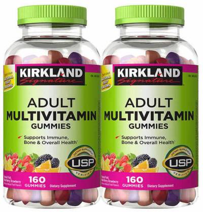 KIRKLAND Signature Adult Multivitamin Tropical Fruit,Mixed Berry, Strawberry Flavor 320 Vegan Gummies