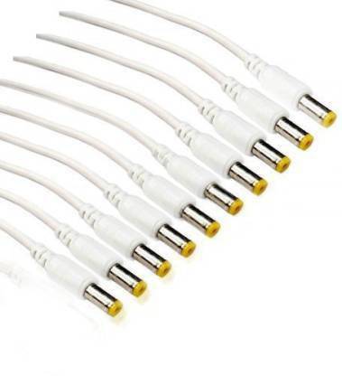 ATEKT DC Power Pigtail Male Cables Pigtail Wire Connector (White, Pack of 10) 12 v dc Wire Connector