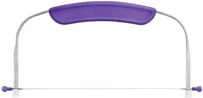 Breewell Adjustable Small Cake Leveler Cutter Slicer with Stainless Steel Wires and Purple Handle Pastry Cutter