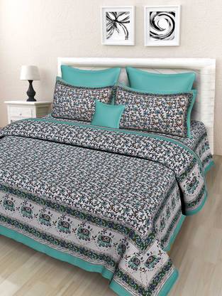 Mfabrics 210 TC Cotton Double Printed Flat Bedsheet