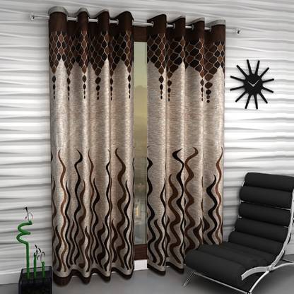 Home Sizzler 244 cm (8 ft) Polyester Semi Transparent Long Door Curtain (Pack Of 2)