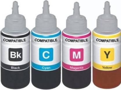 ARK PrintCare Refill Ink For Use In HP 970, 971, 972, 973, 974, 975, 976, 980, 981 Ink Cartridges - Cyan, Magenta, Yellow & Black - 100 ML Black + Tri Color Combo Pack Ink Bottle